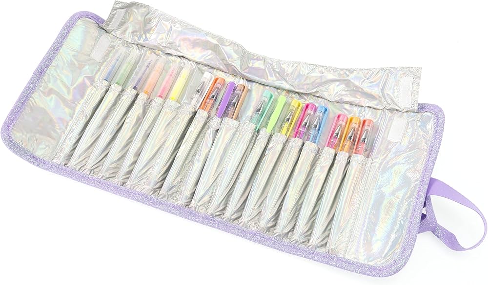 Estojo roll up com carga Nice Girabrilla Roxo - 18 peças