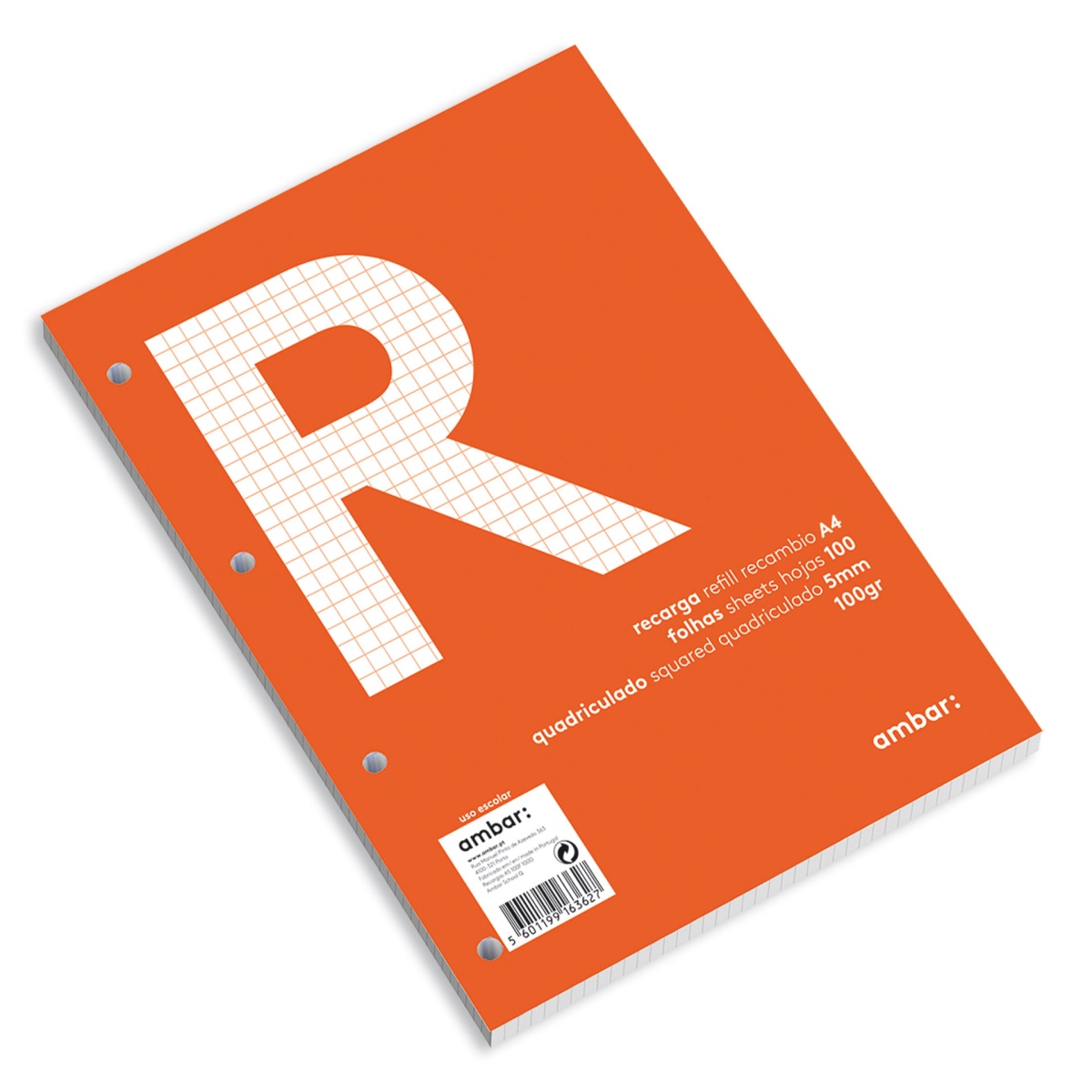 Recarga A4 AMBAR School quadriculada 100 folhas 100g