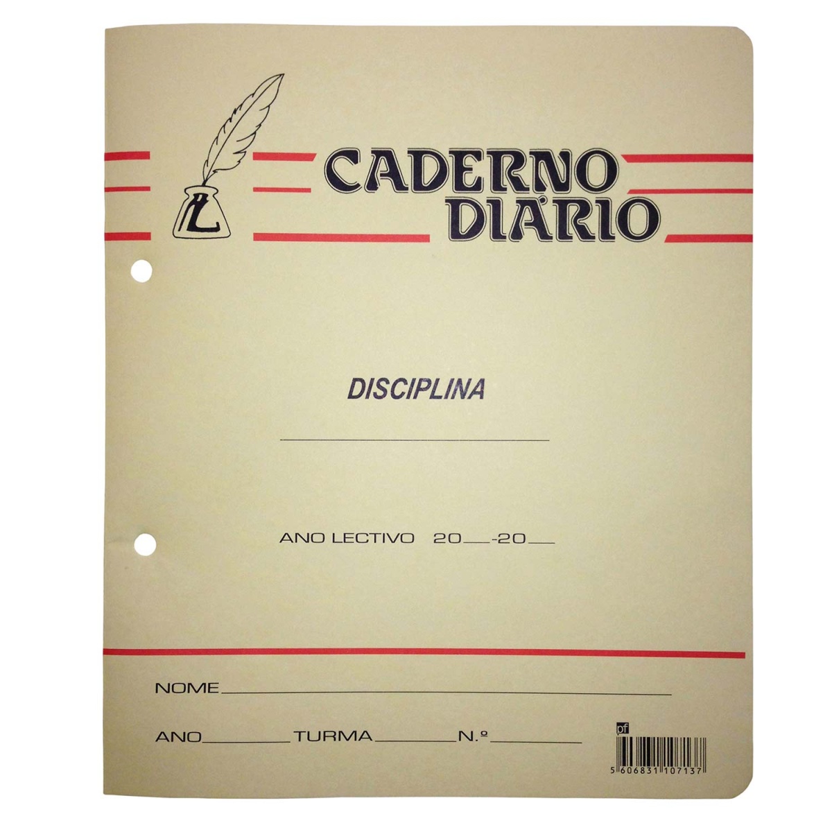 Caderno diário Pena PF agrafado pautado 36 folhas 60g 22,2x19,1cm